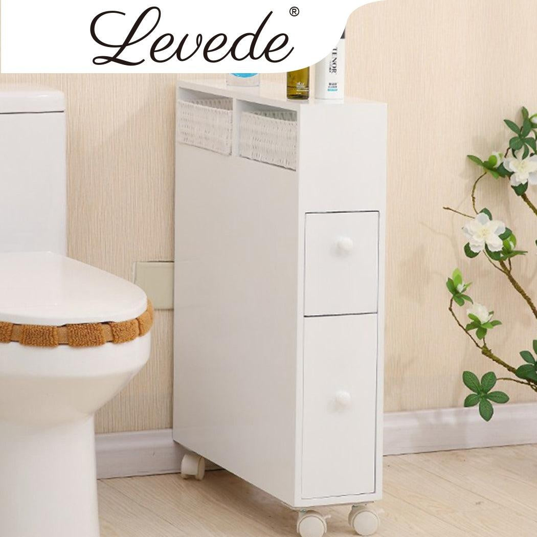 Levede Bathroom Toilet Storage Cabinet Tissue Box Holder Drawer Basket Wheels Deals499