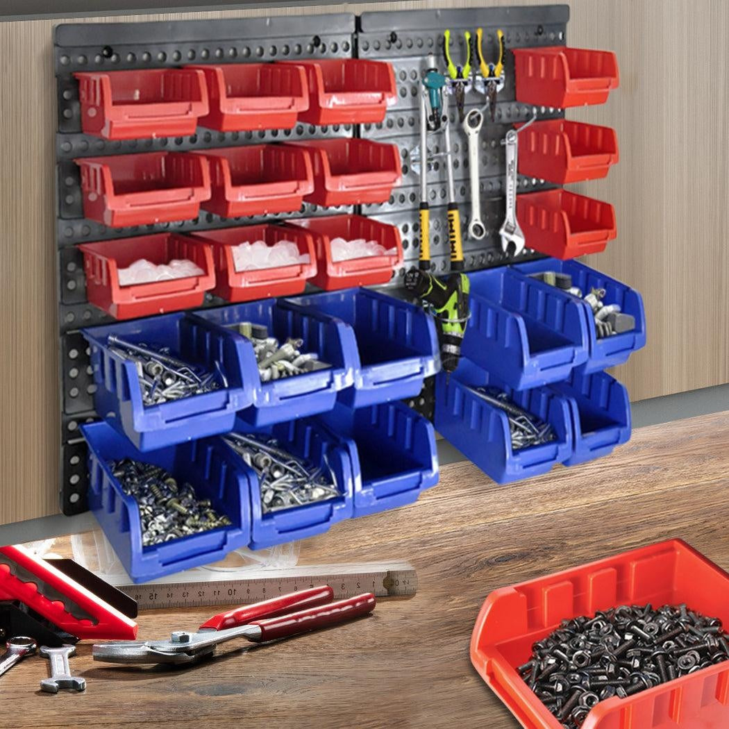 30 Bins Garage Workshop Wall Mounted Tool Box Small Parts Storage Organiser Rack Deals499
