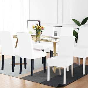 6x Stretch Elastic Chair Covers Dining Room Wedding Banquet Washable White Deals499