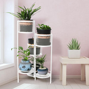 6 Tier Plant Stand Swivel Outdoor Indoor Metal Stands Flower Shelf Rack Garden White Deals499
