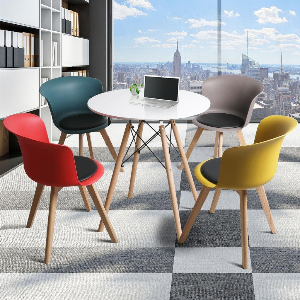 Office Meeting Table Chair Set 4 PU Leather Seat Dining Tables Chair Round Desk Type 6 Deals499