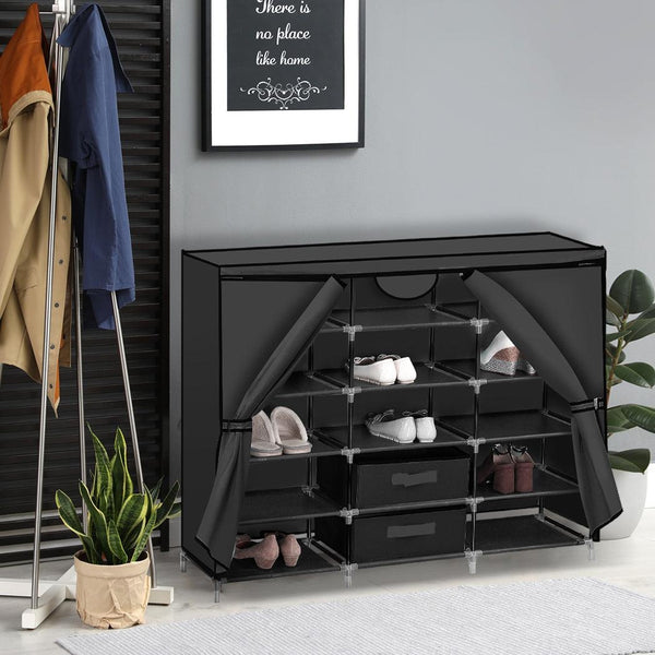 Shoe Rack DIY Portable Storage Cabinet Organiser Stackable Shelf Organizer Black Deals499