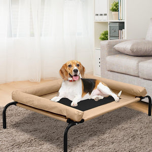 PaWz Pet Bed Heavy Duty Frame Hammock Bolster Trampoline Dog Puppy Mesh S Tan Deals499