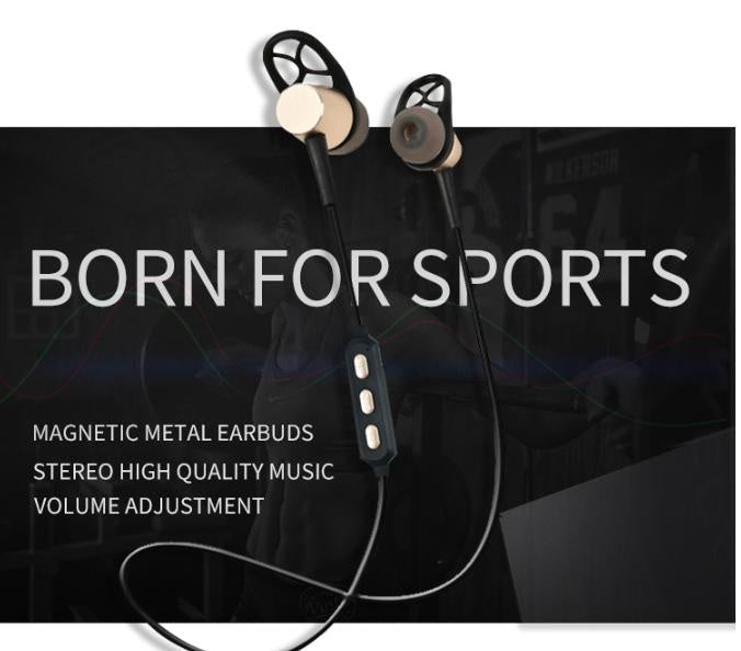 Bluetooth Wireless Headset Magnetic Sports Eeadphones Gold Deals499