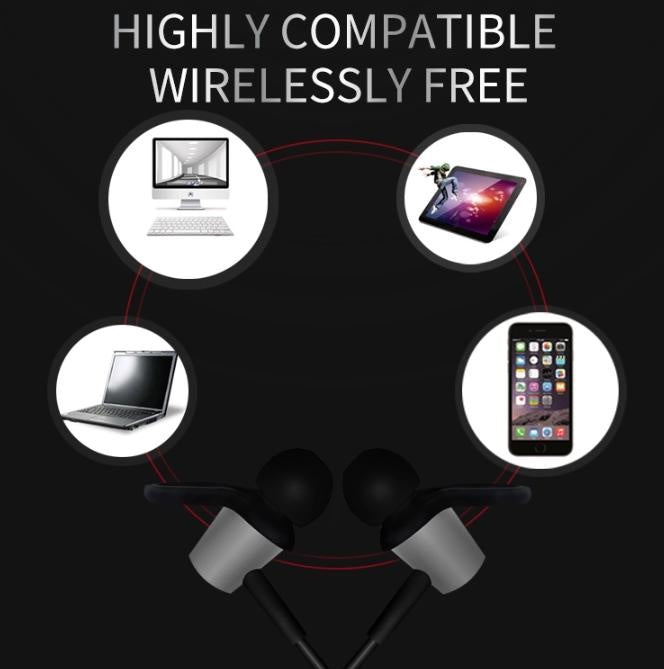 Bluetooth Wireless Headset Magnetic Sports Earphones Silver Deals499