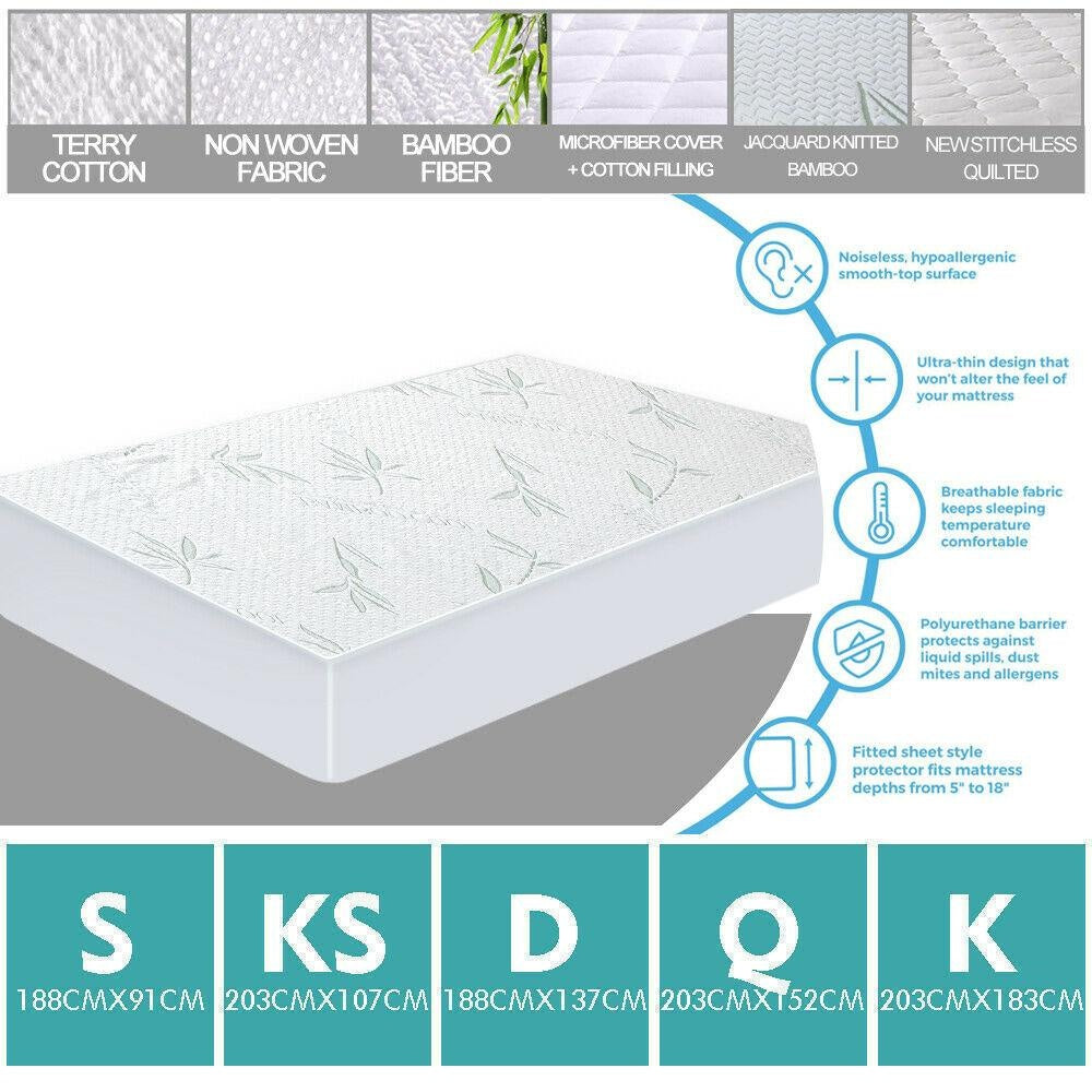 DreamZ Fitted Waterproof Bed Mattress Protectors Covers Single Deals499