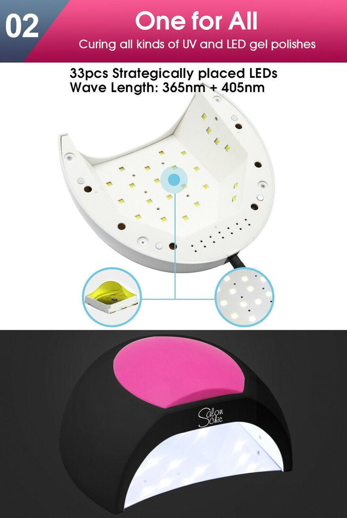 Salon Chic 48W LED UV Nail Lamp Light Gel Polish Dryer Manicure Art Curing Black Deals499