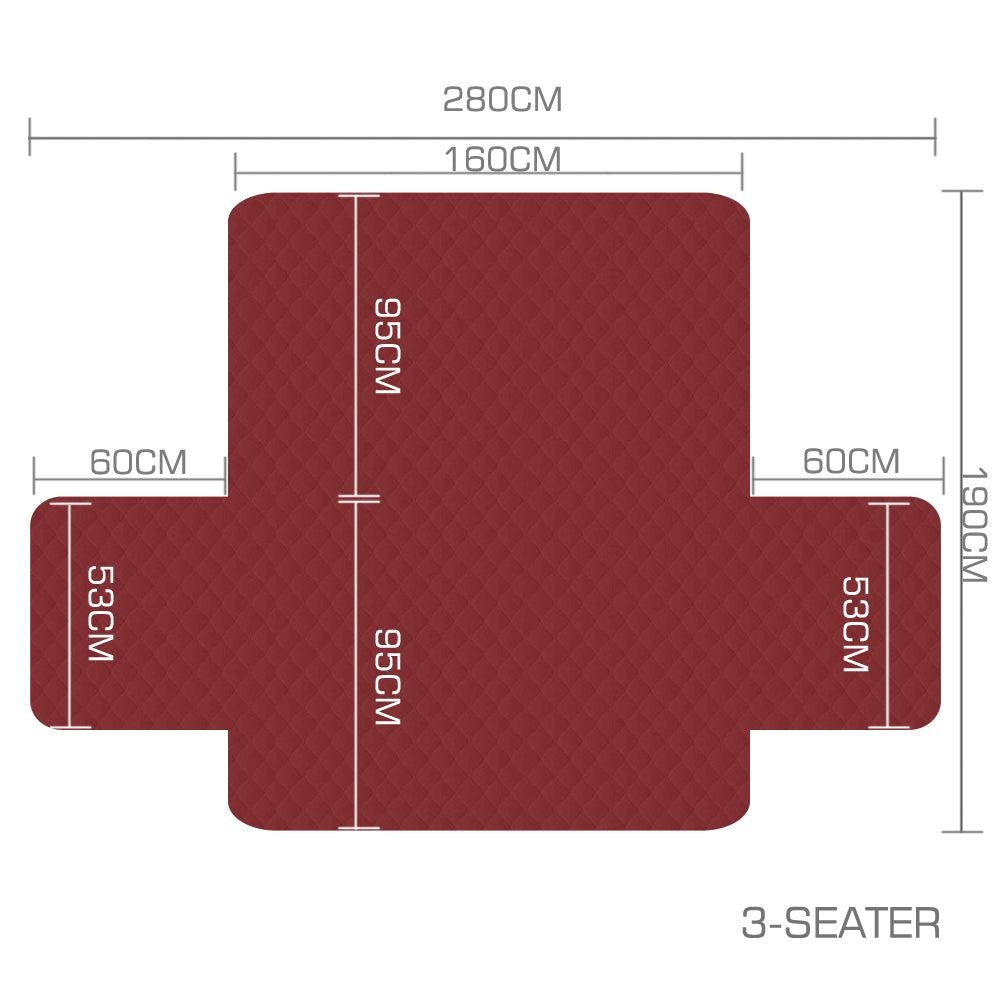 3 Seater Sofa Covers Quilted Couch Lounge Protectors Slipcovers Burgundy Deals499
