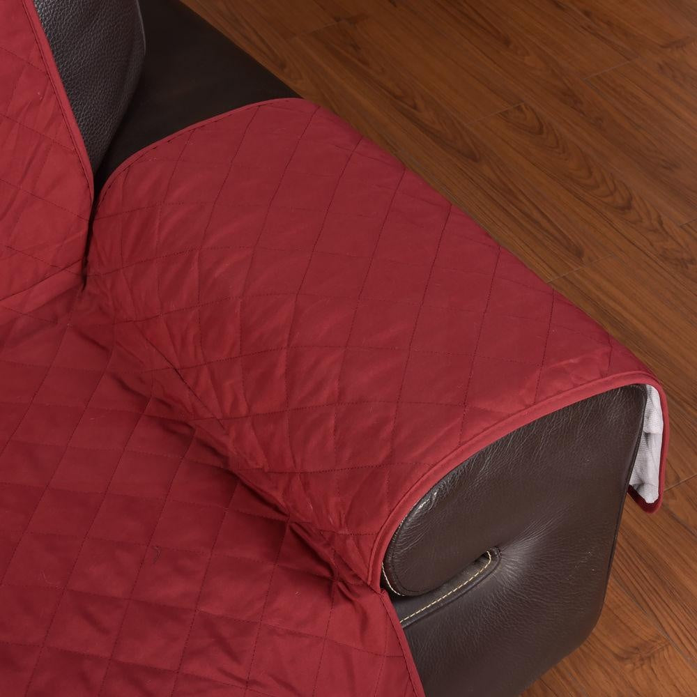 3 Seater Sofa Covers Quilted Couch Lounge Protectors Slipcovers Burgundy Deals499