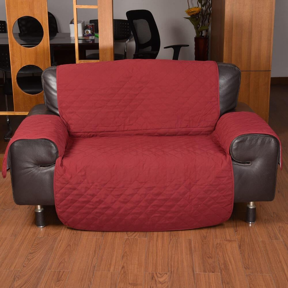 3 Seater Sofa Covers Quilted Couch Lounge Protectors Slipcovers Burgundy Deals499