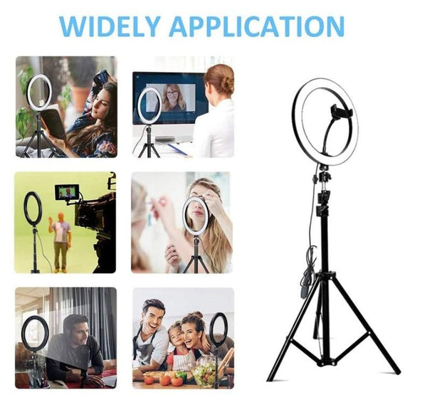 12 Inch Phone Selfie Ring Light with Stand Dimmable For Makeup Video Shooting Live LED Deals499