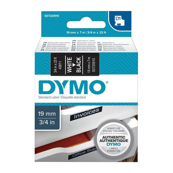 DYMO White on Black 19mmx7m Tape DYMO