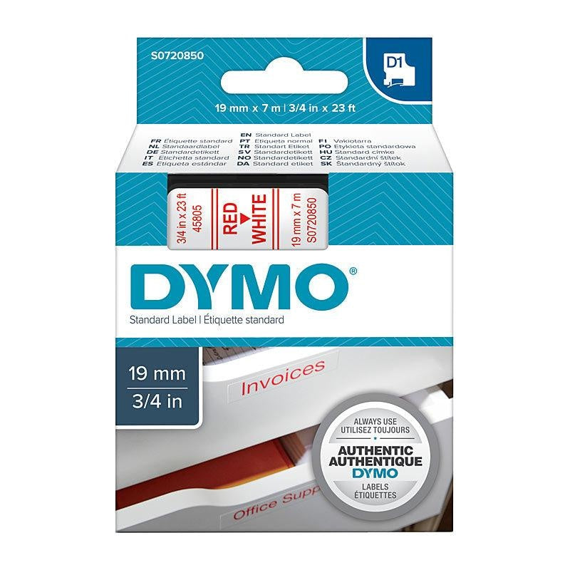 DYMO Red on White 19mmx7m Tape DYMO