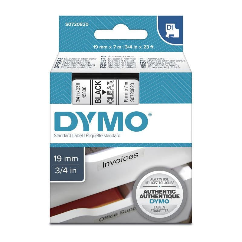 DYMO Black on Clear 19mmx7m Tape DYMO