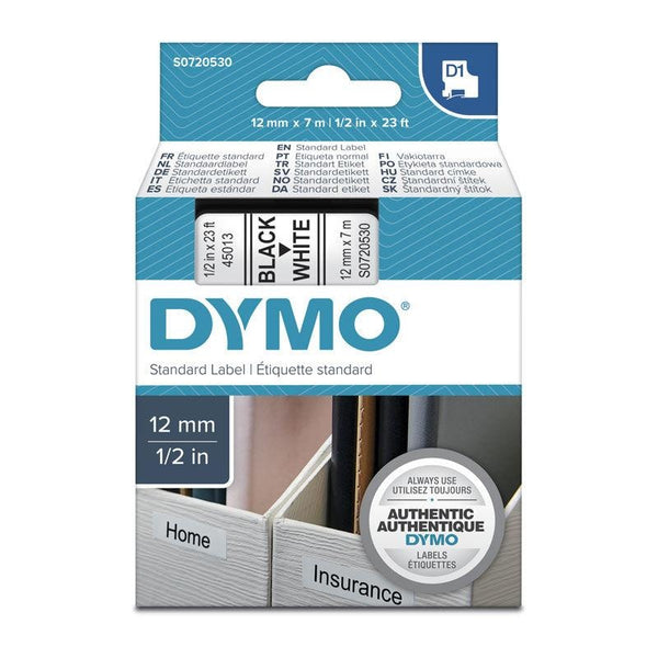 DYMO Black on White 12mmx7m Tape DYMO