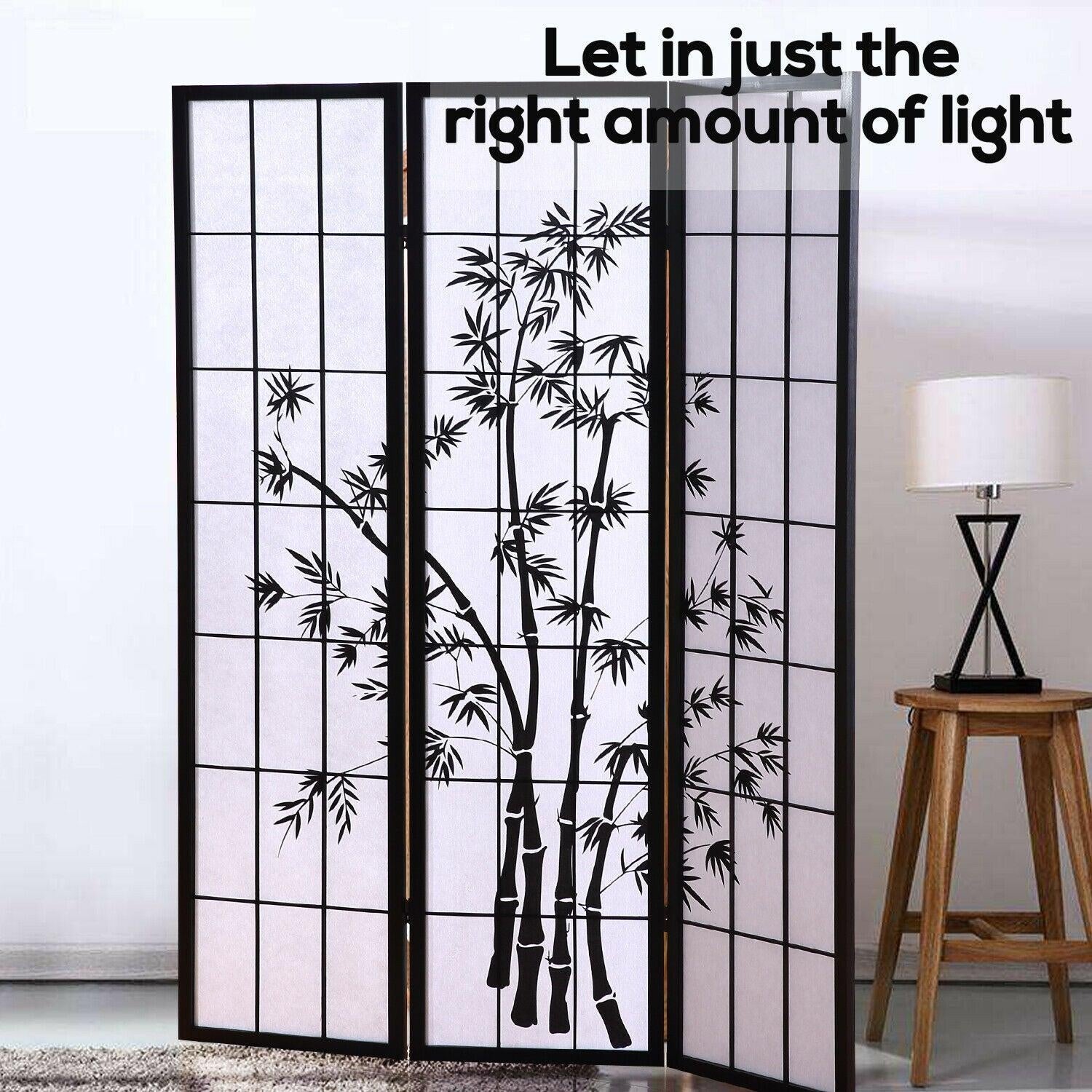 Levede 3 Panel Free Standing Foldable  Room Divider Privacy Screen Bamboo Print Deals499