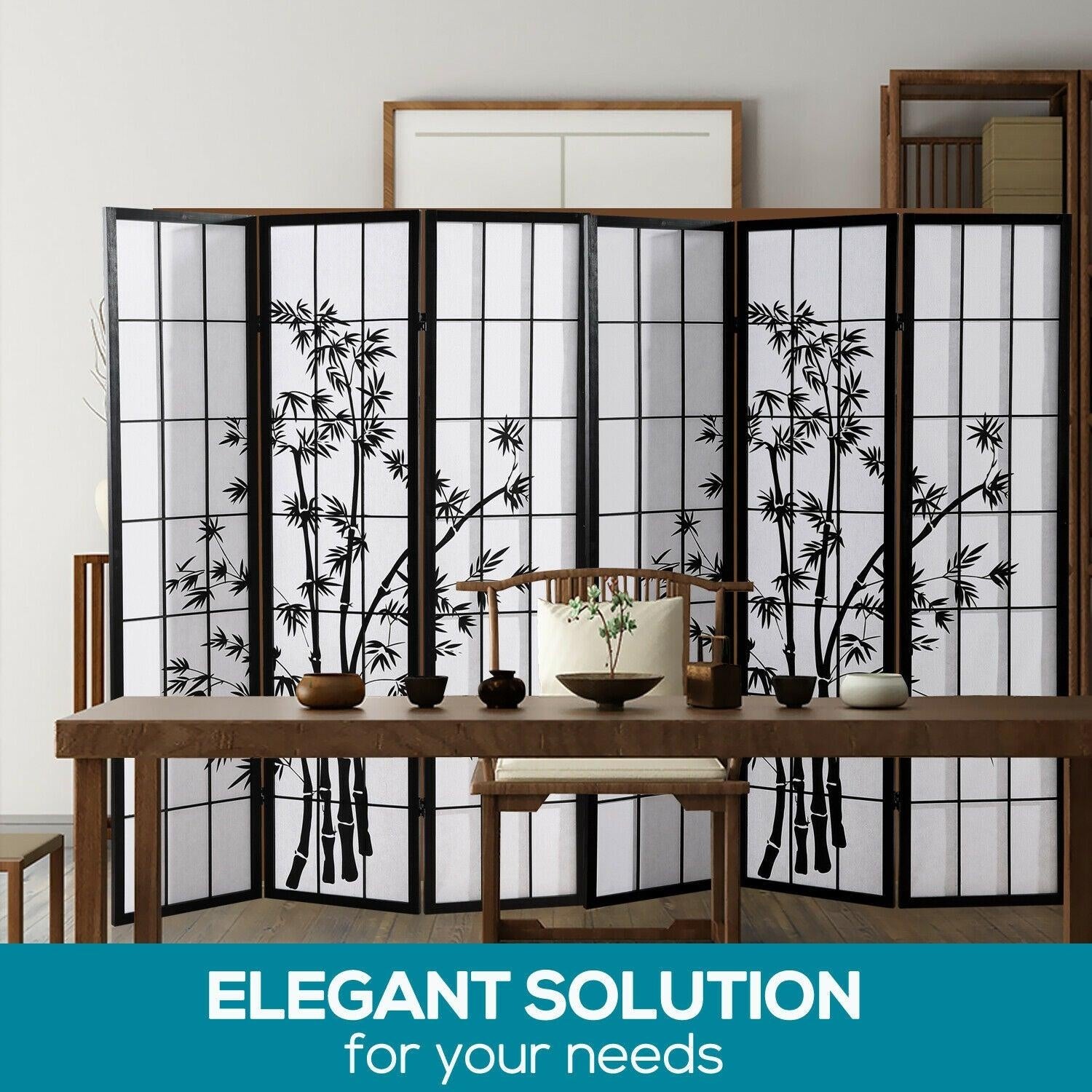 Levede 3 Panel Free Standing Foldable  Room Divider Privacy Screen Bamboo Print Deals499
