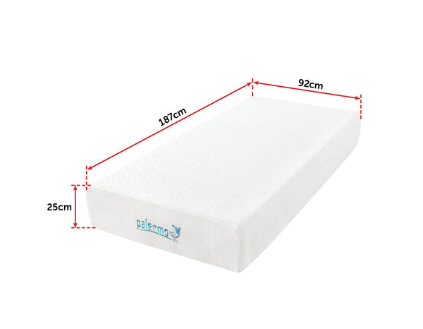 Palermo Single 25cm Gel Memory Foam Mattress - Dual-Layered - CertiPUR-US Certified Deals499