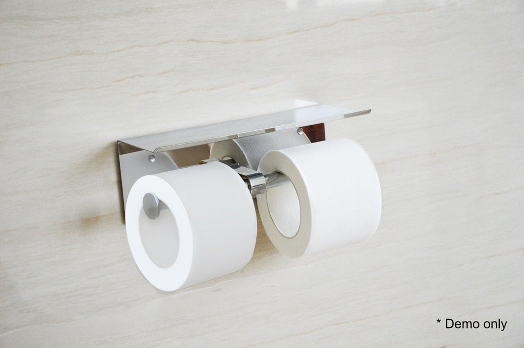 Stainless Steel Double Toilet Paper Holder Towel Roll Tissue Rack Storage Shelf Deals499