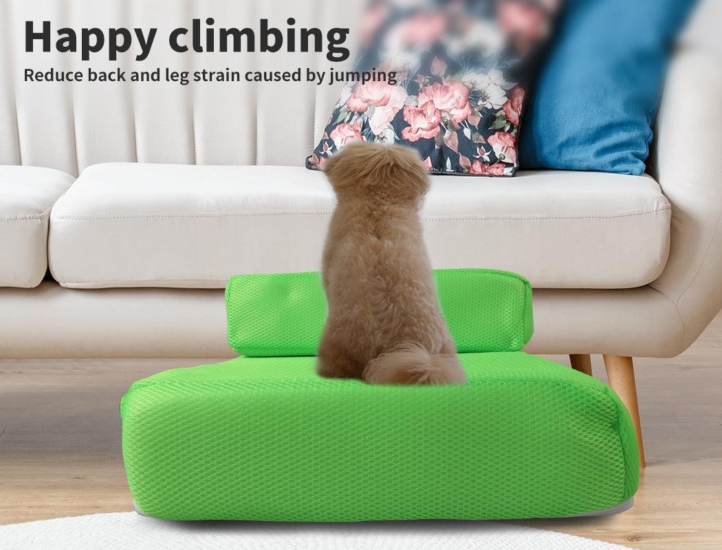 PaWz Pet Stairs Steps Ramp Portable Foldable Climbing Staircase Soft  Dog Green Deals499