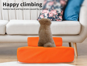 PaWz Pet Stairs Steps Ramp Portable Foldable Climbing Staircase Soft  Dog Orange Deals499