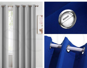 2x Blockout Curtains Panels 3 Layers Eyelet Room Darkening 140x160cm Grey Deals499